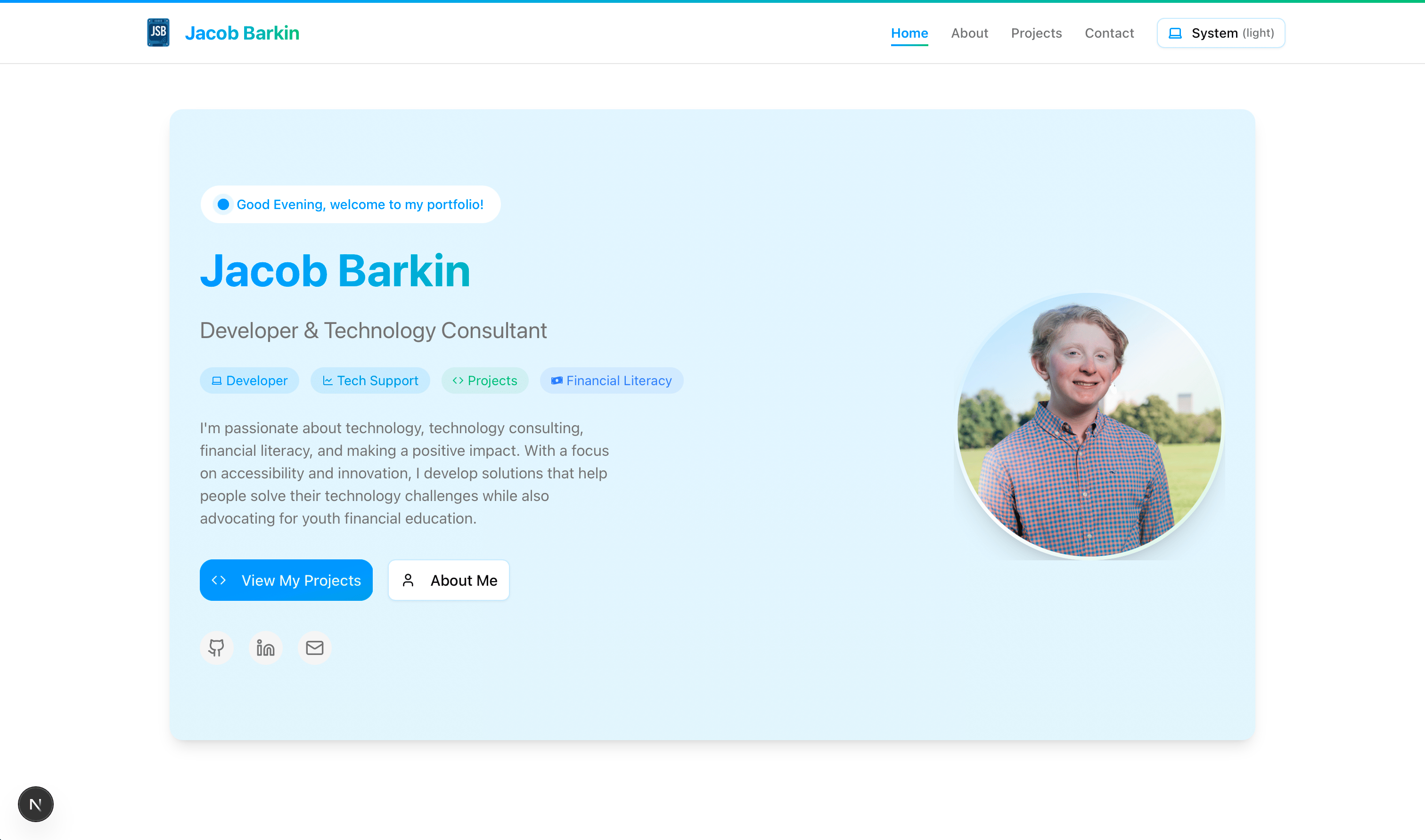 Portfolio Website Screenshot - Next.js Version